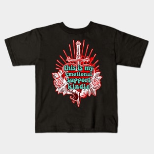 reading emotional support kindle groovy bookworms Kids T-Shirt